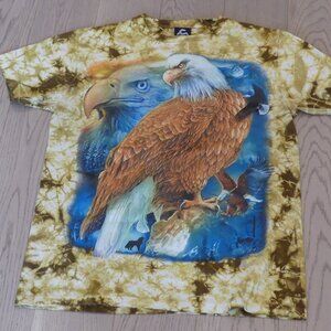 Vintage Caballo Bald Eagle Tie Dye Tee L Double Sided Big Back Print